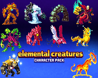 20 RPG Character Asset Pack - Elemental Creatures