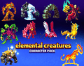20 RPG Character Asset Pack - Elemental Creatures
