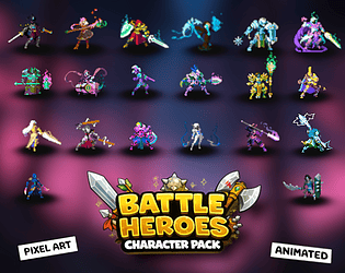 40 Animated Pixel Art RPG Character Pack - Battle Heroes