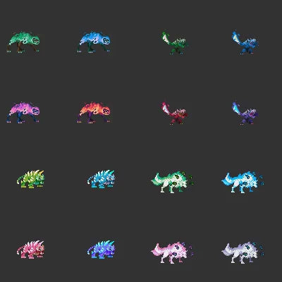 50 Animated Pixel Art RPG Character Pack - Beasts