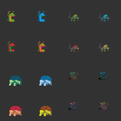 50 Animated Pixel Art RPG Character Pack - Beasts